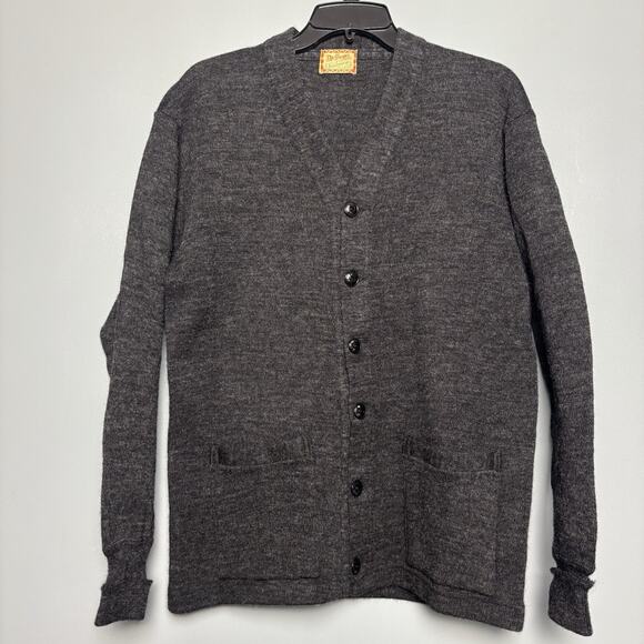 Vintage 1940’s McGregor Men’s Charcoal Mohair Cardigan Sweater Jacket No Size M